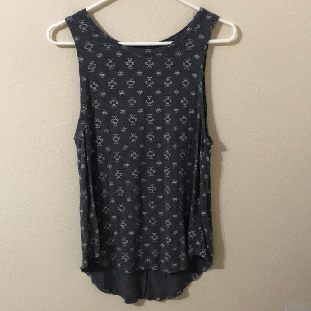 Grey Tank with White Geometric Pattern Medium